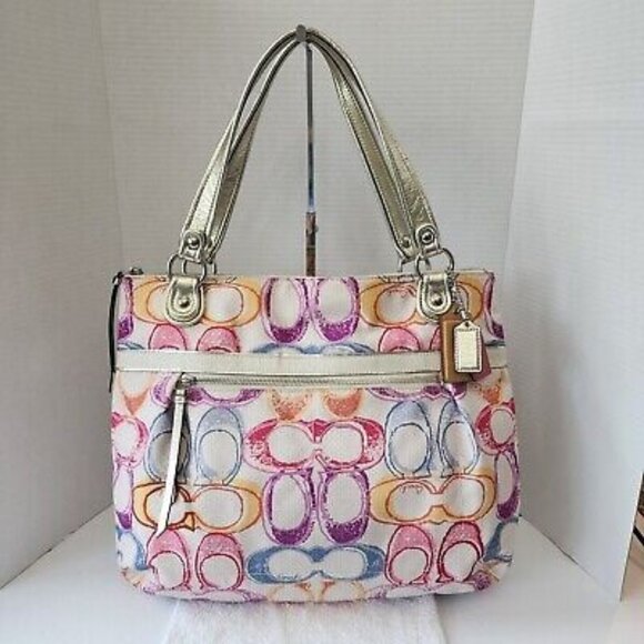Coach Poppy Dream Signature C's Colorful Tote Bag - Picture 1 of 15